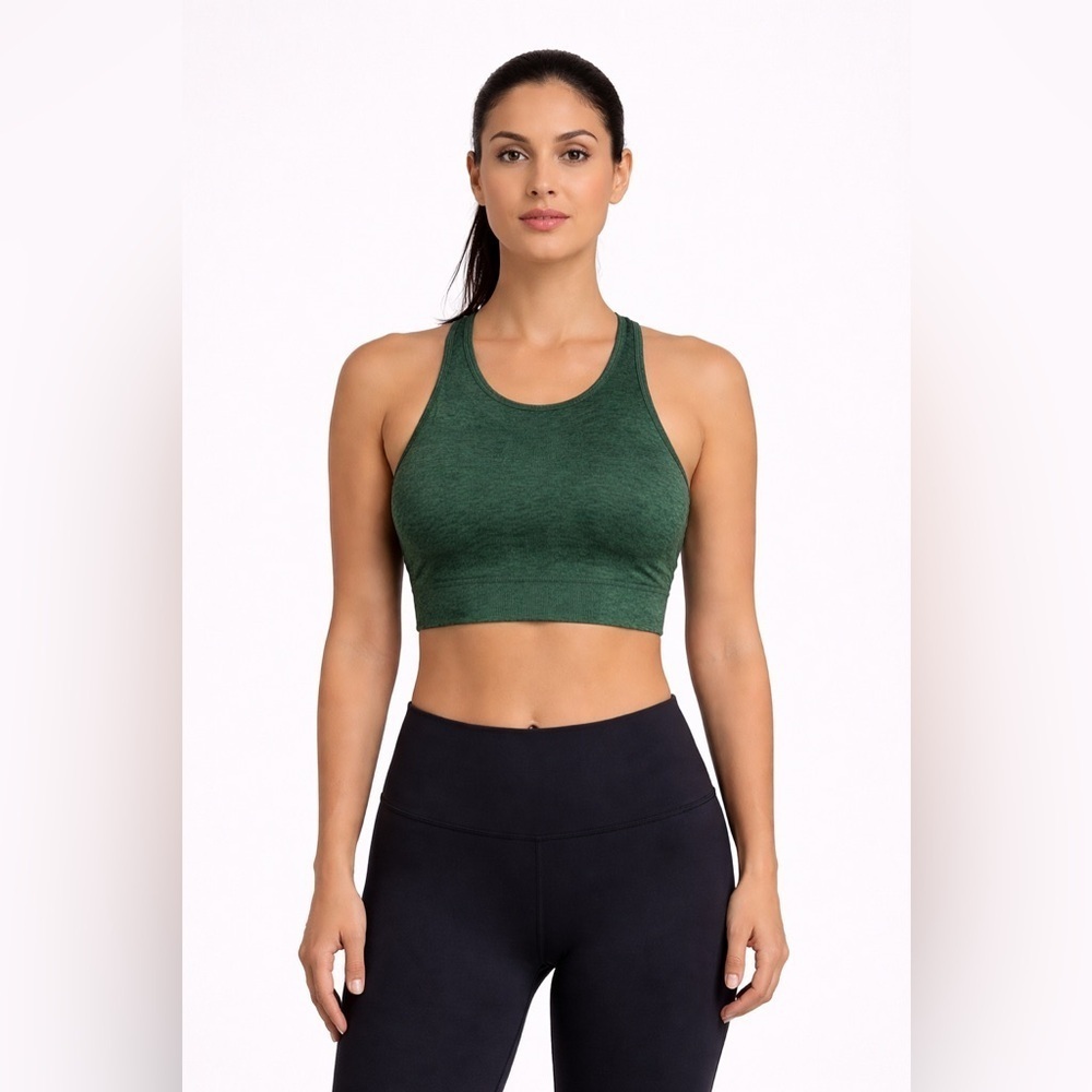 Outdoor Voices Green High Neck Longline Sports Bra Crop Top Activewear Small